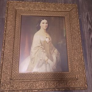 Vintage Erich Correns Portrait Color Lithograph "Southern Belle" Victorian 30x26